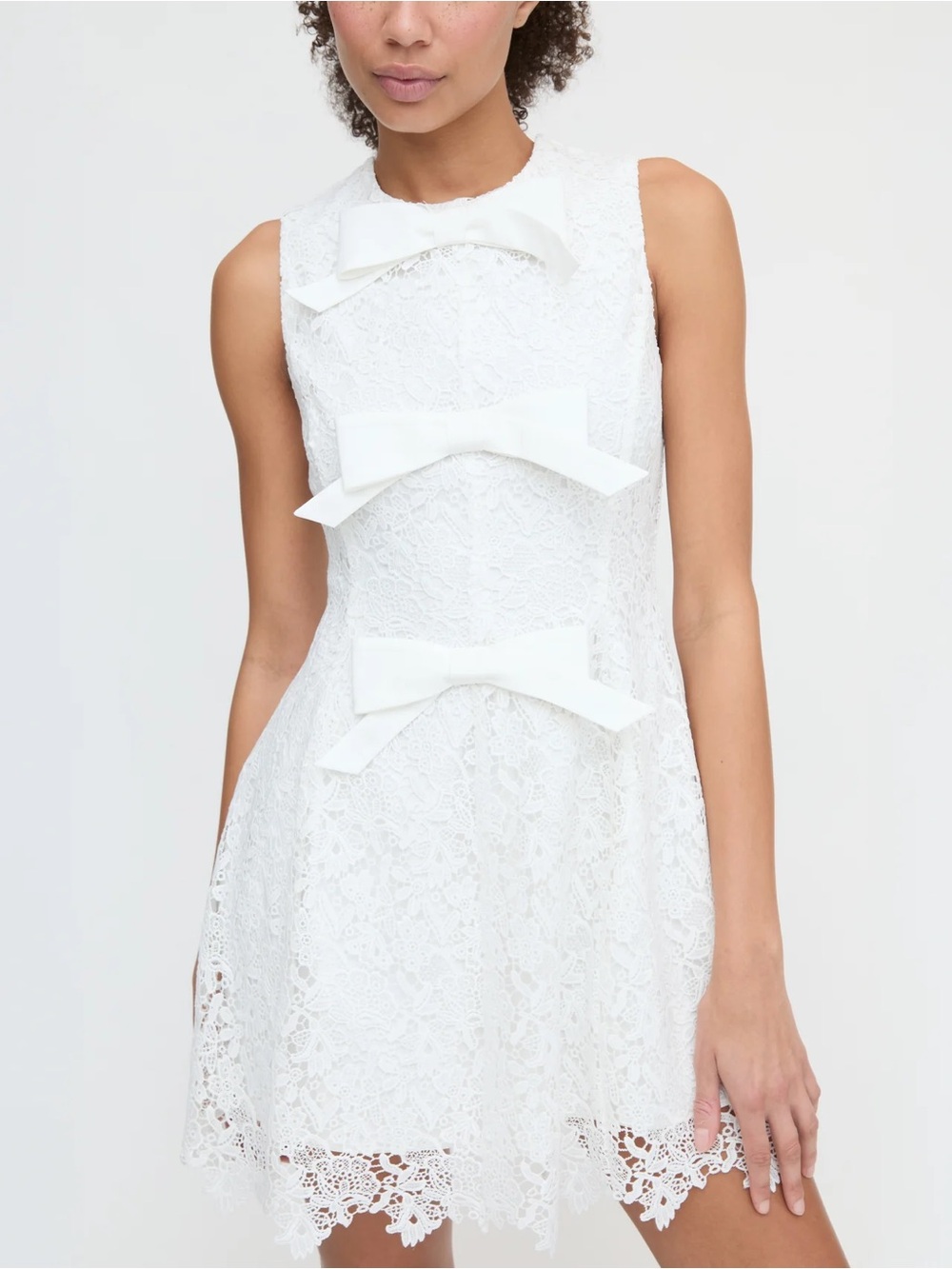 Hill House White Lace Mini Dress with Front Bows